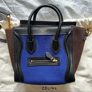 CÉLINE Nano Luggage, Tri-color, Suede